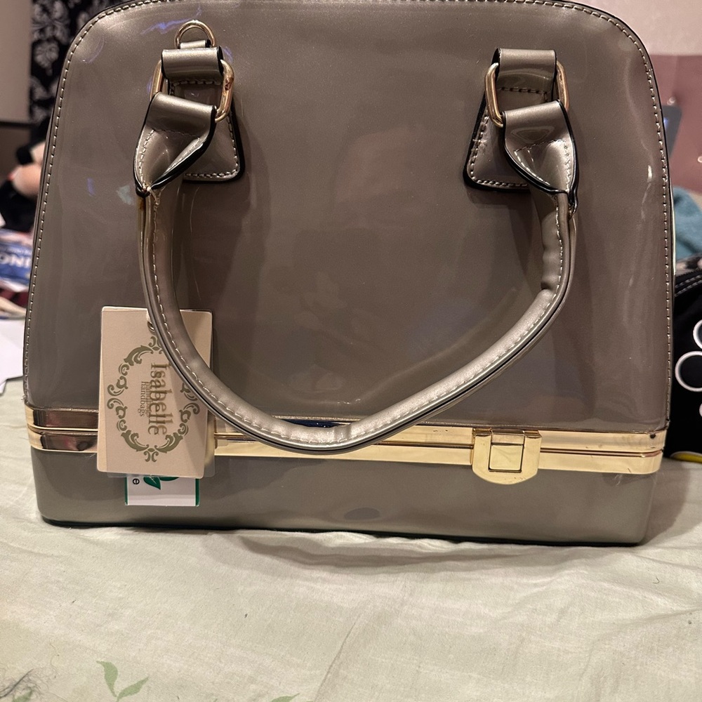 NWT Isabelle Shiny Gray Handbag
